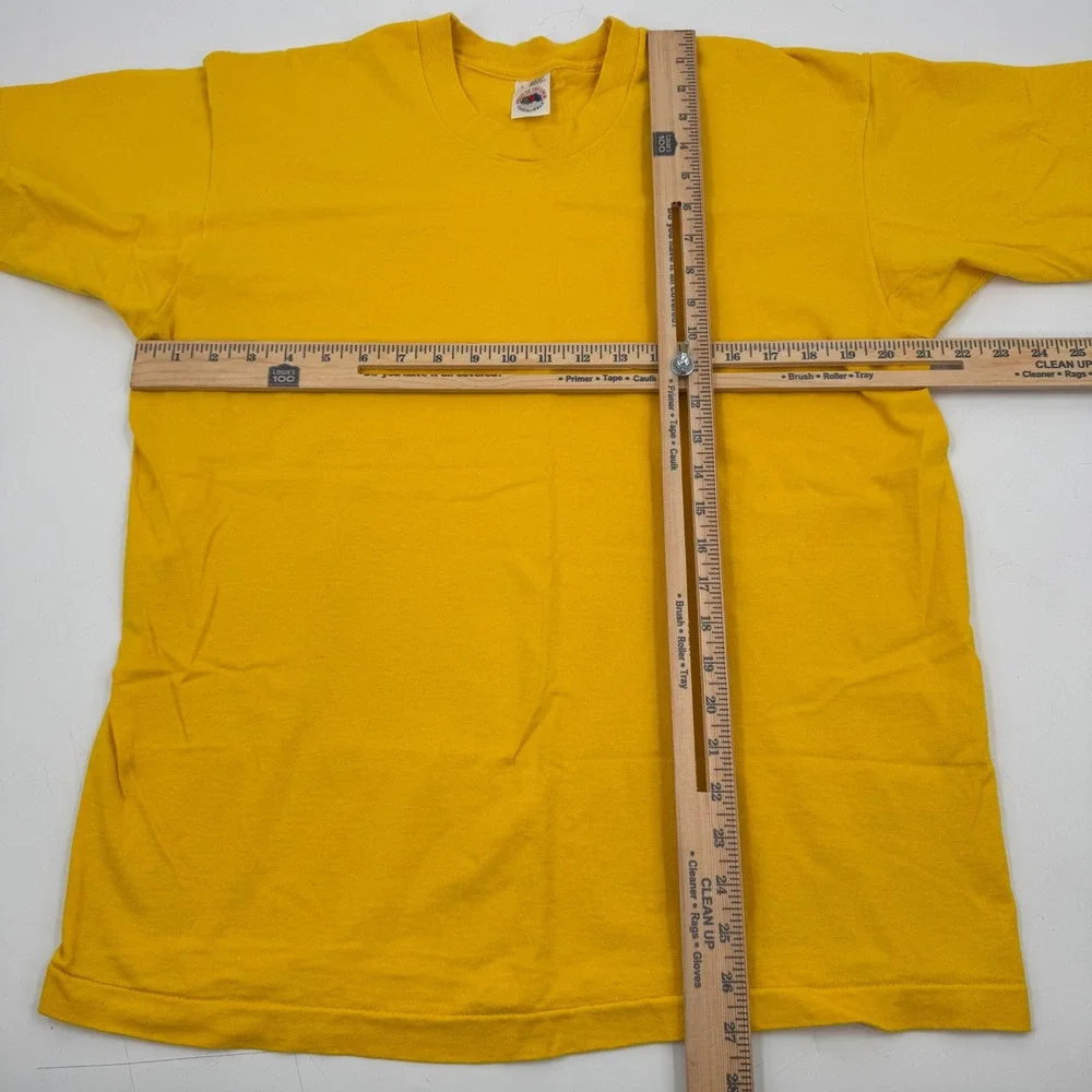 Fruit of the Loom‎ Yellow Cotton T Shirt Men's Size L Made in USA Single Stitch